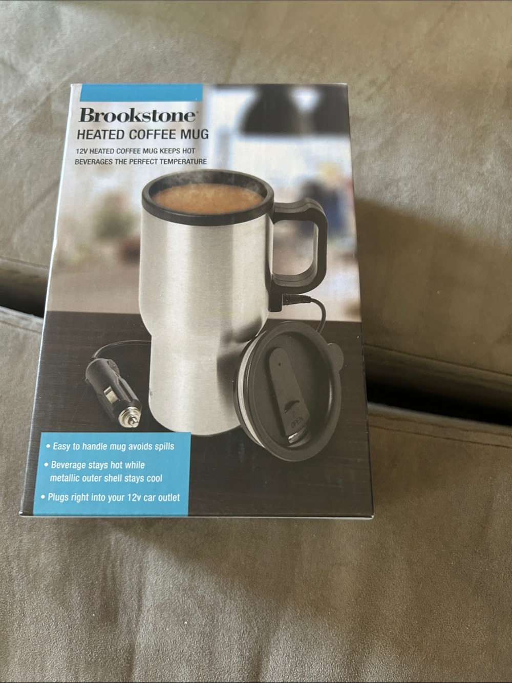 Brookstone Stainless Steel Heated Travel Mug - Silver & Black